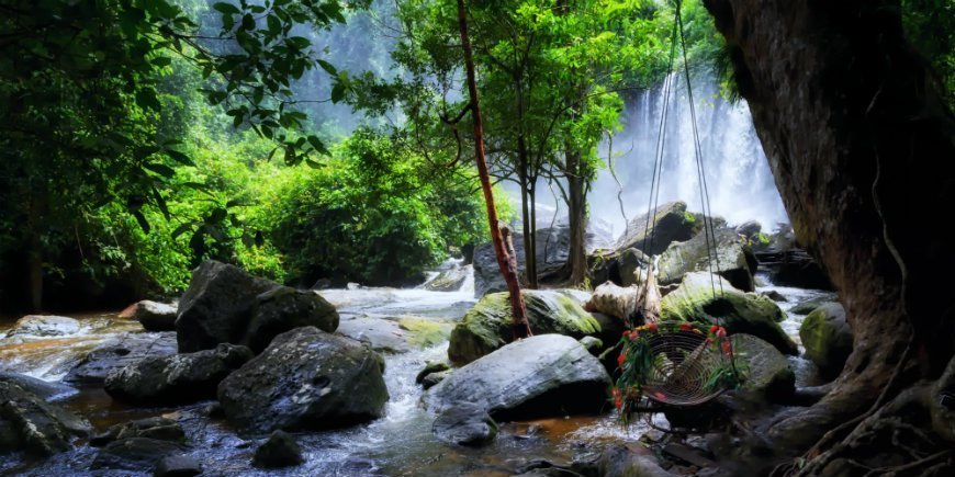 Vandfald ved Phnom Kulen-bjerget