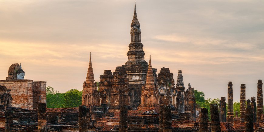 Wat Mahathat templet i Thailand