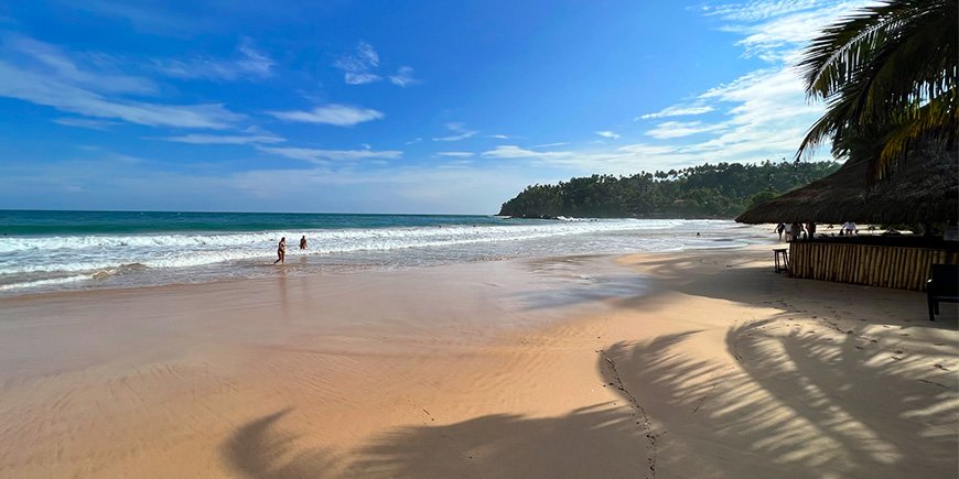 Blå himmel ved Mirissa beach i Sri Lanka