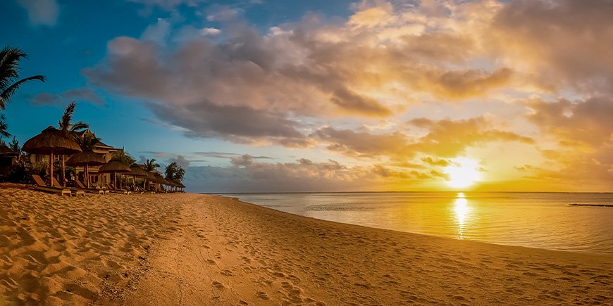 Solnedgang ved Le Morne i Mauritius