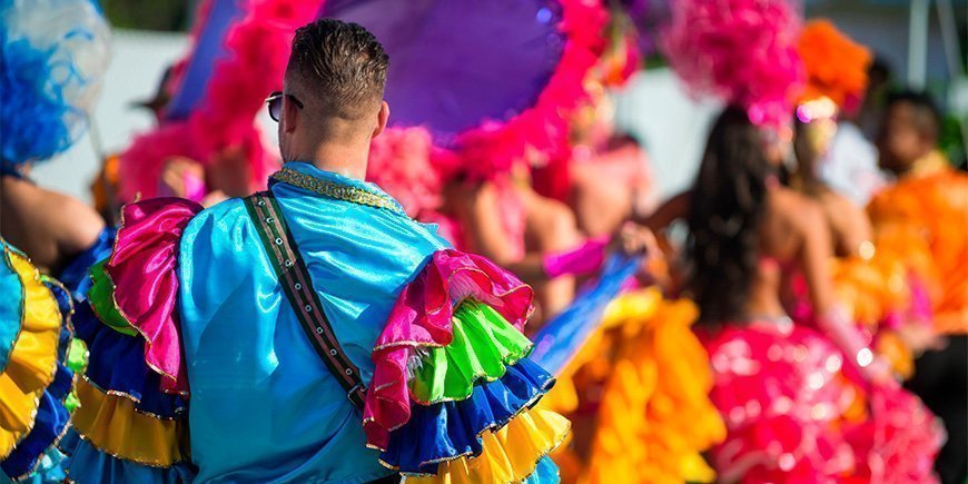 Farverige kostumer til karneval i Rio i Brasilien